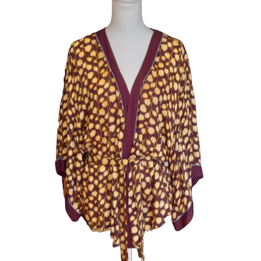 Xhilaration gold maroon rayon short belted kimono jacket size XL - Picture 8 of 8